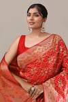Samyukta Singhania Red Weave Silk Patola Banarasi Saree With Running Blouse Online at Aza Fashions Samyukta Singhania_Red Weave Silk Patola Banarasi Saree With Running Blouse _Online_at_Aza_Fashions