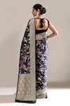 Shop_Samyukta Singhania_Navy Flower Weave Banarasi Silk Saree With Running Blouse _at_Aza_Fashions