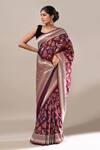 Samyukta Singhania_Wine Zari Weave Banarasi Silk Saree With Running Blouse _Online_at_Aza_Fashions