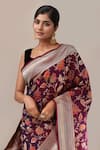 Buy_Samyukta Singhania_Wine Zari Weave Banarasi Silk Saree With Running Blouse _Online_at_Aza_Fashions