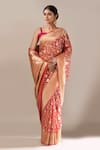 Buy Samyukta Singhania Peach Flower Weave Banarasi Silk Saree With Running Blouse Online at Aza Fashions Buy_Samyukta Singhania_Peach Flower Weave Banarasi Silk Saree With Running Blouse _Online_at_Aza_Fashions
