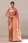 Buy Samyukta Singhania Peach Flower Weave Banarasi Silk Saree With Running Blouse at Aza Fashions Buy_Samyukta Singhania_Peach Flower Weave Banarasi Silk Saree With Running Blouse _at_Aza_Fashions