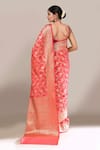 Shop Naintara Bajaj Peach Zari Flower Weave Banarasi Silk Saree With Running Blouse at Aza Fashions Shop_Naintara Bajaj_Peach Zari Flower Weave Banarasi Silk Saree With Running Blouse _at_Aza_Fashions