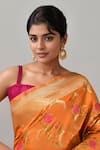 Samyukta Singhania Orange Flower Weave Banarasi Silk Saree With Running Blouse Online at Aza Fashions Samyukta Singhania_Orange Flower Weave Banarasi Silk Saree With Running Blouse _Online_at_Aza_Fashions