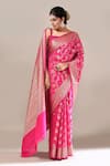 Buy_Naintara Bajaj_Pink Flower Weave Banarasi Silk Saree With Running Blouse _Online_at_Aza_Fashions