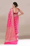 Shop_Naintara Bajaj_Pink Flower Weave Banarasi Silk Saree With Running Blouse _at_Aza_Fashions
