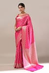 Shop_Naintara Bajaj_Pink Banarasi Silk Butti Brocade Saree With Running Blouse _Online_at_Aza_Fashions