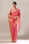 Buy_Samyukta Singhania_Pink Banarasi Silk Patola Weave Saree With Running Blouse _Online_at_Aza_Fashions