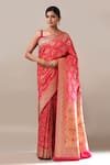 Buy_Samyukta Singhania_Pink Banarasi Silk Patola Weave Saree With Running Blouse _at_Aza_Fashions