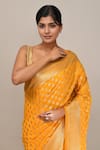 Naintara Bajaj_Yellow Banarasi Butti Saree With Running Blouse _at_Aza_Fashions