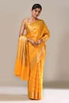 Buy_Naintara Bajaj_Yellow Flower Weave Banarasi Silk Saree With Running Blouse _Online_at_Aza_Fashions
