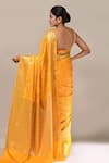 Shop_Naintara Bajaj_Yellow Flower Weave Banarasi Silk Saree With Running Blouse _at_Aza_Fashions