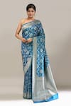 Buy Samyukta Singhania Blue Flower Weave Banarasi Silk Saree With Running Blouse at Aza Fashions Buy_Samyukta Singhania_Blue Flower Weave Banarasi Silk Saree With Running Blouse _at_Aza_Fashions