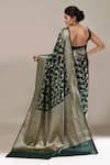 Shop Samyukta Singhania Green Flower Weave Banarasi Silk Saree With Running Blouse at Aza Fashions Shop_Samyukta Singhania_Green Flower Weave Banarasi Silk Saree With Running Blouse _at_Aza_Fashions