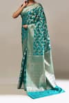 Samyukta Singhania Blue Flower Weave Banarasi Silk Saree With Running Blouse at Aza Fashions Samyukta Singhania_Blue Flower Weave Banarasi Silk Saree With Running Blouse _at_Aza_Fashions
