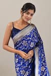 Buy Samyukta Singhania Blue Flower Weave Banarasi Silk Saree With Running Blouse Online at Aza Fashions Buy_Samyukta Singhania_Blue Flower Weave Banarasi Silk Saree With Running Blouse _Online_at_Aza_Fashions