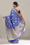 Shop Samyukta Singhania Blue Flower Weave Banarasi Silk Saree With Running Blouse at Aza Fashions Shop_Samyukta Singhania_Blue Flower Weave Banarasi Silk Saree With Running Blouse _at_Aza_Fashions