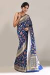Buy Samyukta Singhania Blue Embroidery, Zari Flower Weave Banarasi Silk Saree With Running Blouse Online at Aza Fashions Buy_Samyukta Singhania_Blue Embroidery, Zari Flower Weave Banarasi Silk Saree With Running Blouse _Online_at_Aza_Fashions