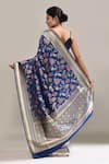 Shop Samyukta Singhania Blue Embroidery, Zari Flower Weave Banarasi Silk Saree With Running Blouse at Aza Fashions Shop_Samyukta Singhania_Blue Embroidery, Zari Flower Weave Banarasi Silk Saree With Running Blouse _at_Aza_Fashions