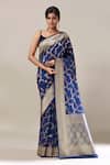 Buy Samyukta Singhania Blue Embroidery, Zari Flower Weave Banarasi Silk Saree With Running Blouse at Aza Fashions Buy_Samyukta Singhania_Blue Embroidery, Zari Flower Weave Banarasi Silk Saree With Running Blouse _at_Aza_Fashions