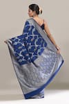 Shop_Samyukta Singhania_Blue Flower Weave Banarasi Silk Saree With Running Blouse _at_Aza_Fashions