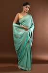 Samyukta Singhania_Sky Blue Leaf Woven Banarasi Silk Saree With Running Blouse _Online_at_Aza_Fashions