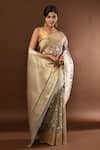 Buy_Samyukta Singhania_Gray Flower Weave Banarasi Silk Saree With Running Blouse _Online_at_Aza_Fashions