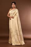 Samyukta Singhania_Cream Leaf Woven Banarasi Silk Saree With Running Blouse _at_Aza_Fashions