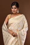 Samyukta Singhania White Flower Weave Banarasi Silk Saree With Running Blouse Online at Aza Fashions Samyukta Singhania_White Flower Weave Banarasi Silk Saree With Running Blouse _Online_at_Aza_Fashions