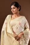 Buy_Samyukta Singhania_White Embroidery Flower Weave Banarasi Silk Saree With Running Blouse _Online_at_Aza_Fashions