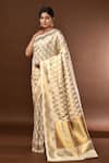 Samyukta Singhania White Zari Jaal Weave Banarasi Silk Saree With Running Blouse Online at Aza Fashions Samyukta Singhania_White Zari Jaal Weave Banarasi Silk Saree With Running Blouse _Online_at_Aza_Fashions