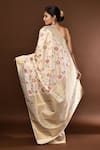 Shop_Samyukta Singhania_White Flower Banarasi Silk Saree With Running Blouse _at_Aza_Fashions
