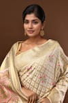Samyukta Singhania_White Flower Jaal Weave Banarasi Silk Saree With Running Blouse _Online_at_Aza_Fashions