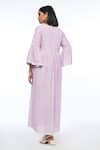 Shop_Payal Pratap_Purple Handloom Cotton Round Neck Reversa Pleated Dress _at_Aza_Fashions