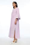 Shop_Payal Pratap_Purple Handloom Cotton Round Neck Reversa Pleated Dress _Online_at_Aza_Fashions