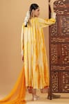 Shop_Bha Sha_Yellow Georgette, Shantoon, Net Gota Patti Round Neck Marigold Kurta Set _at_Aza_Fashions
