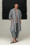 Buy_Urvashi Kaur_Gray Yoru Handwoven Eri Jacket _at_Aza_Fashions