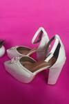 Modanta Footwear_White Satin Pumps With Diamond Embellishment _Online_at_Aza_Fashions