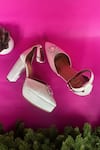 Shop_Modanta Footwear_White Satin Pumps With Diamond Embellishment _at_Aza_Fashions