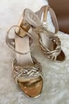 Buy_Modanta Footwear_Gold Twisted Heels _Online_at_Aza_Fashions