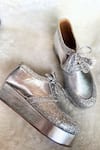 Modanta Footwear_Silver Glitter Platform Sneakers _Online_at_Aza_Fashions