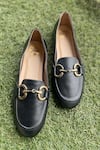 Shop_Modanta Footwear_Black Designer Flat Mocassins _at_Aza_Fashions