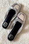 Shop_Modanta Footwear_Silver Strappy Flats _at_Aza_Fashions