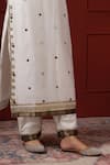 Sheeshakari_White Silk Beads, Sequins Round Neck Embroidered Kurta Pant Set _Online_at_Aza_Fashions
