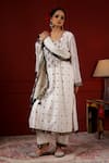 Sheeshakari_White Silk Embroidery Round Neck Kurta Set _at_Aza_Fashions