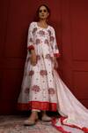 Buy_Sheeshakari_White Silk Sequins, Embroidery Round Neck Floral Anarkali Set _at_Aza_Fashions