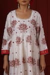 Buy_Sheeshakari_White Silk Sequins, Embroidery Round Neck Floral Anarkali Set 