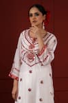 Buy_Sheeshakari_White Silk Sequins, Embroidery Round Neck Designer Kurta Set 