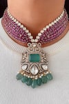 Buy_Prerto_Green Queen Ruby Emerald Kundan Necklace Set _at_Aza_Fashions
