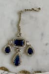Prerto_Sapphire Stones, Rhinestones Blue Kanch Victorian Necklace Set _Online_at_Aza_Fashions